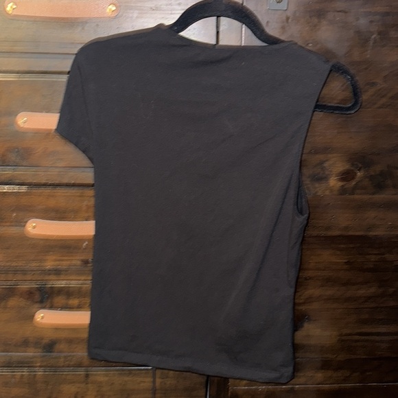 Eos size small asymmetrical lace up front T-shirt in black - Picture 8 of 9